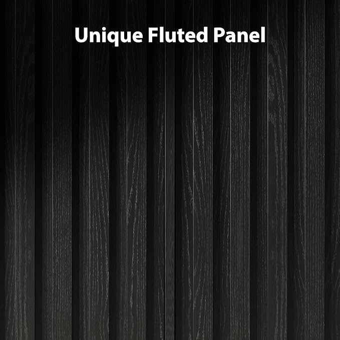 Fluted Cabinet with Storage, Buffet Cabinet Sideborad with 4 Doors, Black Buffet Storage Accent Cabinets with Adjustable Shelves for Living Room, Entry, Hallway, Kitchen