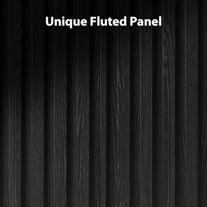 Fluted Cabinet with Storage, Buffet Cabinet Sideborad with 4 Doors, Black Buffet Storage Accent Cabinets with Adjustable Shelves for Living Room, Entry, Hallway, Kitchen