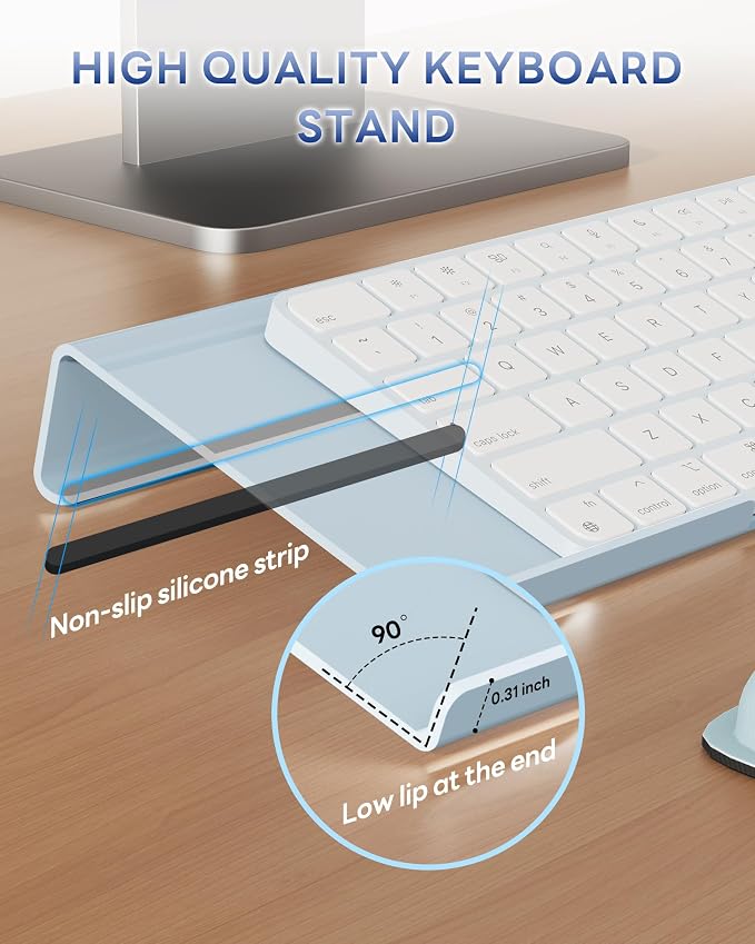 Laborio Computer Keyboard Stand for Desktop, Keyboard Wrist Rest Holder Stand for Easy Typing with Wrist Pad for Office Desk, Home, School(Blue)
