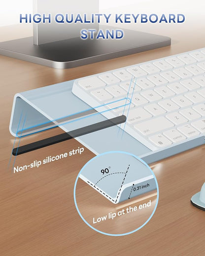 Laborio Computer Keyboard Stand for Desktop, Keyboard Wrist Rest Holder Stand for Easy Typing with Wrist Pad for Office Desk, Home, School(Blue)