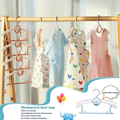 Baby Nursery Closet Hangers, JSF 20pcs Pink Ultra Thin Non-Slip and Extendable Laundry Infant Pant Hanger for Newborn Clothes Adjustable Children Coat Hanger for Girl Boy Toddler Kids Child