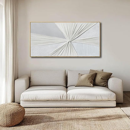LEVERUP Canvas Wall Art - Abstract Pictures for Dining Room - White Wall Decor 24 x 48 Inches - Modern Art Wall Decor for Bedroom Kitchen Living Room Office