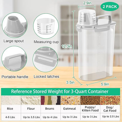TBMax Rice Container 2 Pack 5 Lbs, Small Pet Dog Cat Food Container Dispenser, Kitchen Cereal Storage Container with Cup, Perfect for Daily Use, Travel, and Portion Control