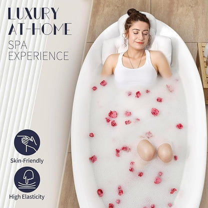 Full Body Bath Pillow for Bathtub, Thick Bathtub Cushion, Luxury Tub Pillow for Bath for Headrest Neck and Back Support White 51" x 16"