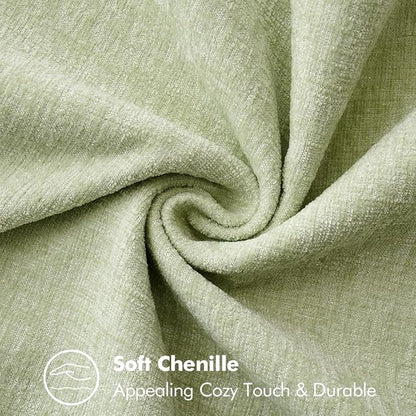 MIULEE Pack of 2 Summer Throw Pillow Covers 20x20 Inch Light Green Farmhouse Decorative Pillow Covers with Stitched Edge Soft Chenille Solid Dyed Pillow Covers for Couch Sofa Bed Living Room