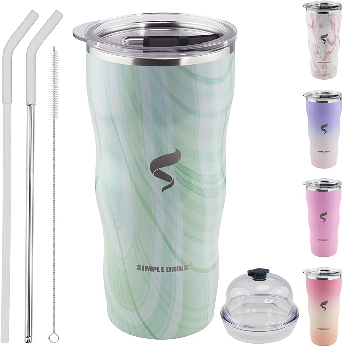 20Oz Insulated Tumbler With Straw And Lid, Stainless Steel Coffee Cup, Double Wall Vacuum Travel Mug,Spill proof Iced Coffee Tumbler,Outside Use, Jelly Green