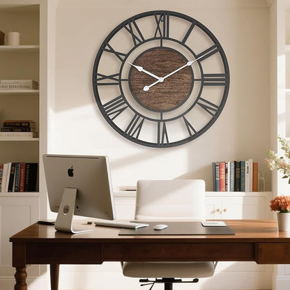14 Inch Large Wall Clocks for Living Room Decor,Big Silent Battery Operated Metal Wall Clock,Rustic Modern FarmhouseArabic Numerals Wall Clock for Kitchen,Office,Bedroom,Dinng Room