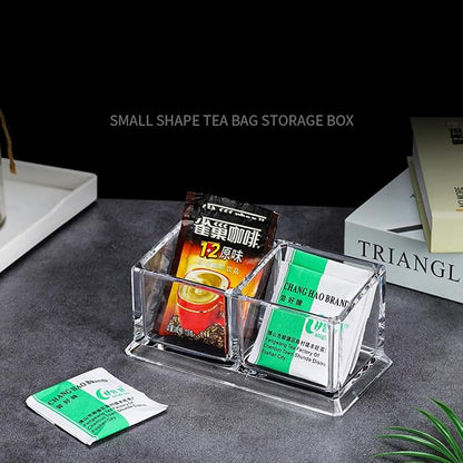 Acrylic Tea Bags Holder Coffee Sugar Bag Case Guest Room Storage Boxes - Holder for Tea Bags, Small Packets, Sweeteners,Sugar Packet, Coffee, Condiment (L16.6*W8.2*H7.5cm)
