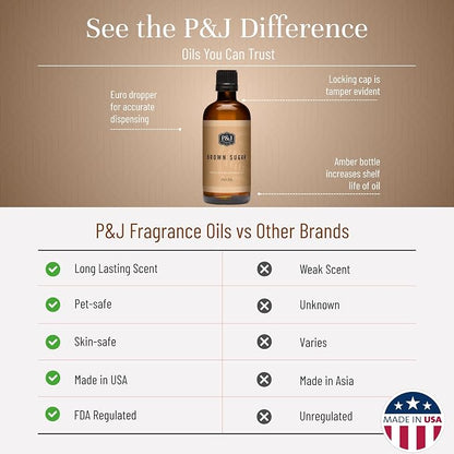 P&J Trading - Brown Sugar Scented Oil 100ml - Fragrance Oil for Candle Making, Soap Making, Diffuser Oil
