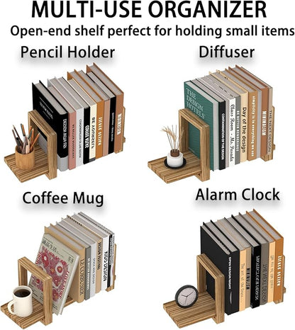 Adjustable Table Top Bookshelf Wooden Desktop Bookshelf Retro Mini Book Shelf Organizer Desk Bookshelves Magazine Files Letters Holder Racks for Home Office Supplies, Tabletop Book Storage Rack