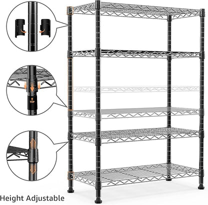 M MZG 1000 lbs Storage Shelving Steel Heavy Duty 4-Tier Utility Shelving Unit Steel Organizer Wire Rack for Home,Kitchen,Office (13.7" D x 29.5" W x 47.2" H)