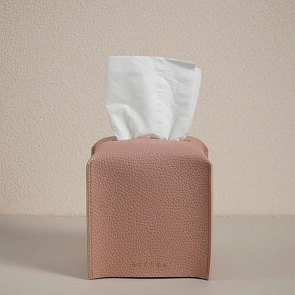 OLETHA Square Tissue Box Cover - Coquette Desk Decor for Room, Home & Office - Tissues Cube Boxes Holder - Pink
