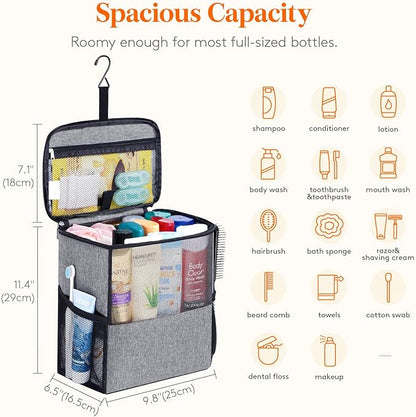 Lifewit Shower Bag Mesh Shower Caddy Portable College Dorm Room Essentials Tote Bag for Bathroom, Gym, Travel, Camping Quick Dry Hanging Shower Organizer Basket Toiletry Bag, Large, Grey