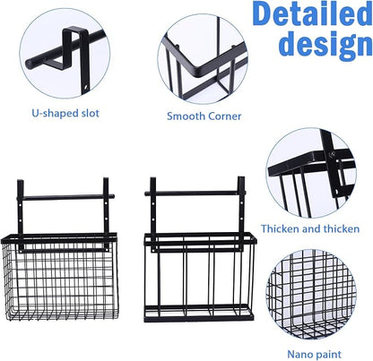 2 Pack Aluminum Foil and Plastic Wrap Organizer, Height Adjustable Kitchen Cabinet Door Organizer, Pantry Organizers, Wall Mounted Wrapping Paper Holder for Sandwich, Freezer, Ziplock Bag