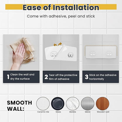 OMAIRA 3-Pack Shower Caddy with Soap Holder, Adhesive Rustproof No-drill Strudy Loading Inside Shower Organizer Shelves Rack Storage Bathroom Organization for Smooth Wall Glass Tile, Black (Large)