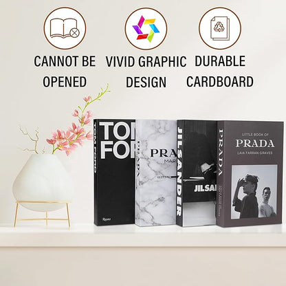 Marble Large | 4 PCS Faux Decorative Books for Home Decor | Not Real Books (Cardboard Boxes) | Coffee Table, Bookshelf & Shelf Styling Display Props for Living Room, Office