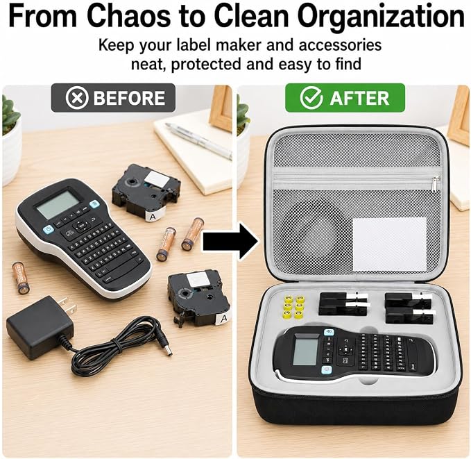 PAIYULE Case Compatible with DYMO Label Maker LabelManager 160/280 Portable Label Maker, Tag Printer Storage Organizer for AC Adapter, Tape Cartirdges and More Accessories(Box Only) Gray