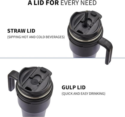 20 oz Insulated Coffee Mug Tumbler with Handle, Stainless Steel Travel Mug Tumbler with Lid and Straw,Double Wall Vacuum Leak Proof Ice Coffee Thermal Cup,Sage