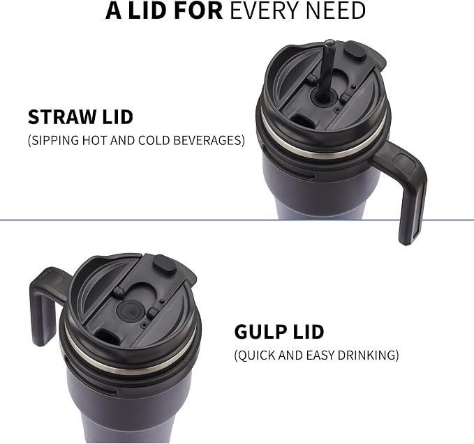 20 oz Insulated Coffee Mug Tumbler with Handle, Stainless Steel Travel Mug Tumbler with Lid and Straw,Double Wall Vacuum Leak Proof Ice Coffee Thermal Cup, Dark Rainbow/Indigo Black