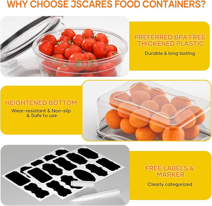 52 PCS Food Storage Containers with Lids Airtight (26 Lids & 26 Containers)- Reusable Plastic Leakproof Meal-Prep Container for Kitchen Storage Organization Microwave/Dishwasher Safe with Labels & Pen