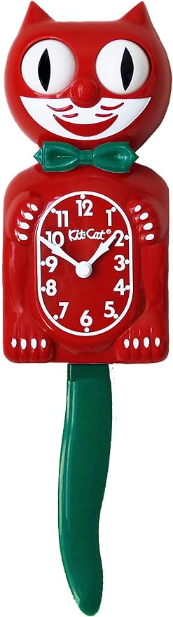 Kit Cat Klock Kit-Cat Clock Limited Edition Red & Green Christmas - Retro with Moving Eyes and Tail, Battery Operated Wall Clock, Made in USA, Perfect for Home Decor, Unique Gift