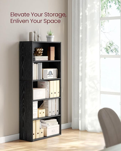VASAGLE CUSTOS Collection - Bookshelf, 5-Tier Bookcase, Book Shelf, Open Storage Shelf, 9.4 x 23.6 x 52.8 Inches, for Living Room, Home Office, Dinning Room, Ebony Black ULBC165T56