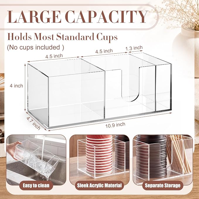 Coffee Pod Drawer Organizer with Clear Station Organizer Compatible with Nespresso Vertuo Acrylic Coffee Capsule Holder Drawer Machine Accessories 40 Pods