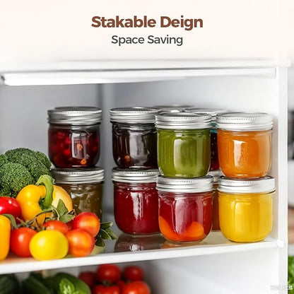 ComSaf Wide Mouth Mason Jars with Lids 8 oz 6Pcs, Half Pint Small Mason Containers, Canning Jars for Jam, Jelly, Meal Prep, Overnight Oats, Yogurt Parfait, Shower Wedding Favors, DIY Candles Decor