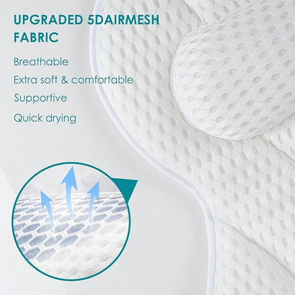 Bath Pillow for Tub,Luxury Bath Pillow for Back,Bathtub Pillow | Bathtub Pillow is Made of Soft 5d Mesh Fabric, Anti Slip Suction Cups, Spa Gifts, And Neck And Back Support (Regular Version)