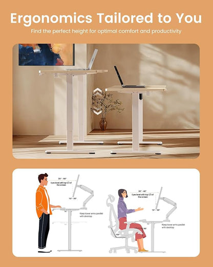 ErGear Height Adjustable Electric Standing Desk, 71 x 30 Inches Sit Stand up Desk, Memory Computer Home Office Desk Large Desk with Two-Piece Desktop (Natural)