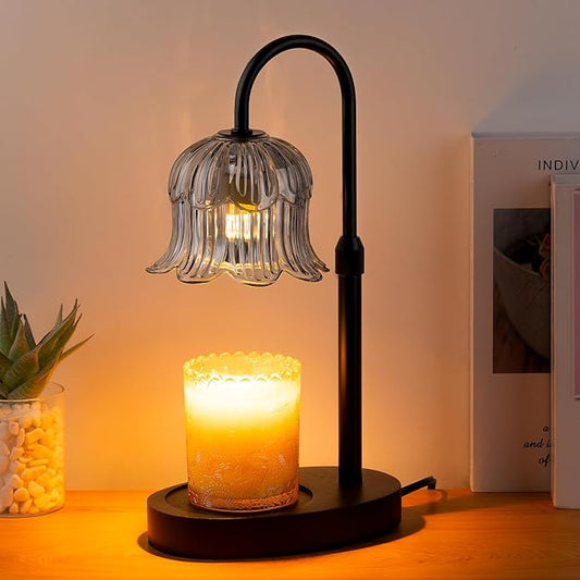 CRMILL Candle Warmer Lamp Electric Timer - Candles Height Control Warmers Scented Lamps No Flame Heat Warm Melt Wax Jar Modern Home Decor Table Lights for Home Living Bedroom Decorative