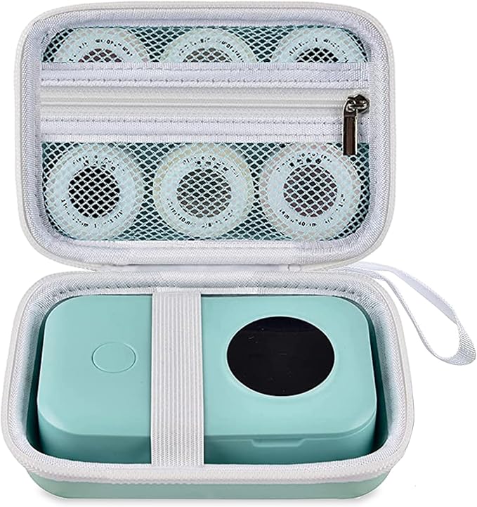 TUGUAI Label Maker Case Compatible with Phomemo D30 NiiMbot D11 D110 SUPVAN E10 Label Printer, Hard Carrying Container Storage Holder Organizer for Tape Roll, Charging Cable (Green Box Only)