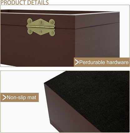 Alsonerbay Wooden Tea Box Tea Bag Holder Kitchen Storage Chest Box for Spice Pouches and Sugar Packets with 8 Compartments and Glass Window Walnut