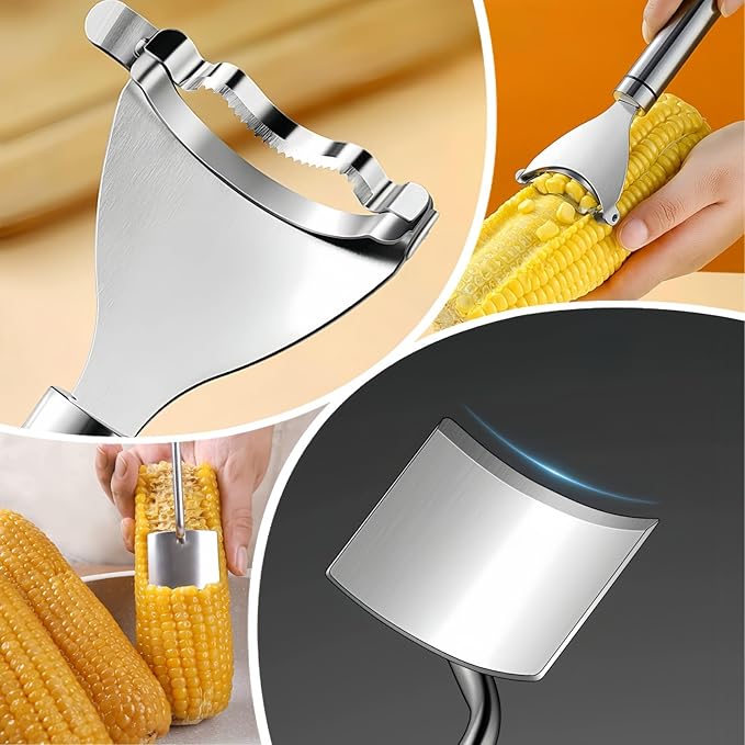 2 Pcs Corn Peeler for Corn on the Cob, Stainless Steel Corn Cob Stripper and Kernel Remover Tool