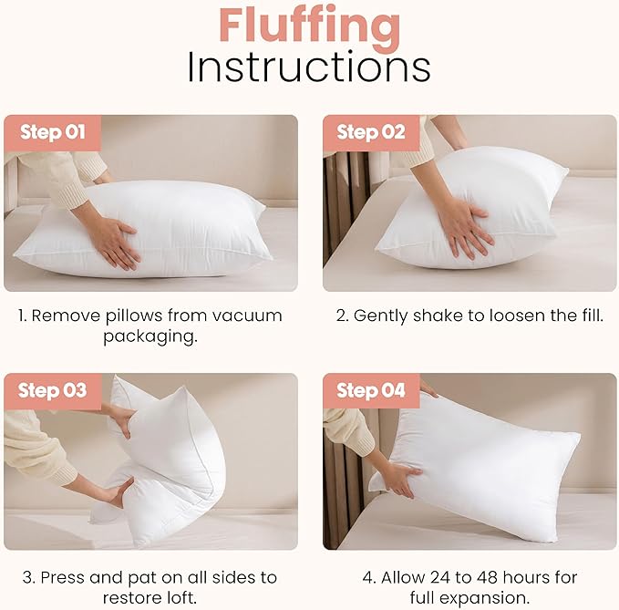 Utopia Bedding 20x26 Pillow Inserts, Set of 2, White – Indoor Decorative Throw Pillows for Bed, Sofa & Couch – Soft, Supportive & Fluffy Cushion Inserts