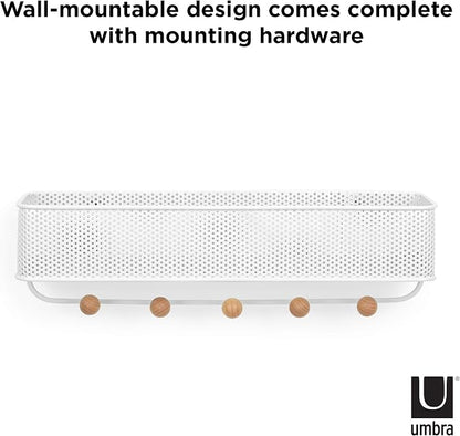 Umbra Estique Entryway Organizer, Great for Storing Keys, Small Accessories, Mail, Wallets and More, Small, White/Natural