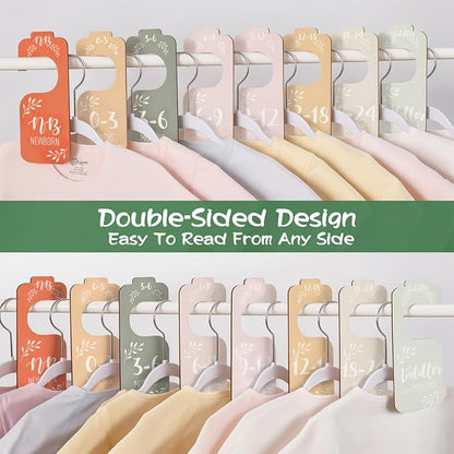 Colorful Baby Clothes Dividers for Closet - 8 Pcs Wooden Baby Clothes Tags Organizer from Newborn to 24 Months Easily Organize Your Nursery Room for Girl and Boy