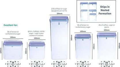 Bop Top | Airtight Meal Prep Containers with Lids | Food Storage Container Sets | Snack and Overnight Oats Fridge Organizer | Pantry and Kitchen Organization | Set of 5