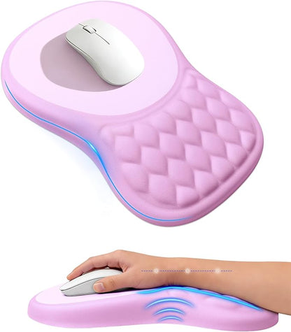 Ergonomic Mouse Pad with Wrist Rest, Slope Design Memory Foam Support, Smooth Lycra Surface, Non-Slip PU Base, Comfortable Mouse Mat for Office, Home, Computer Desk