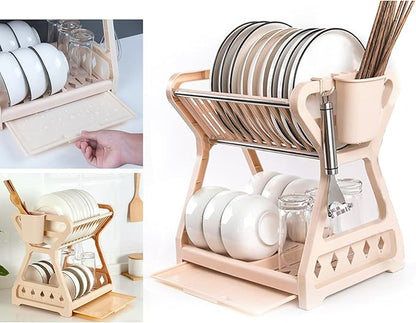 Dish Drying Rack Multilayer Versatile Countertop Plate Bowl Rack Cutlery Holder for Kitchen Countertop Cabinet