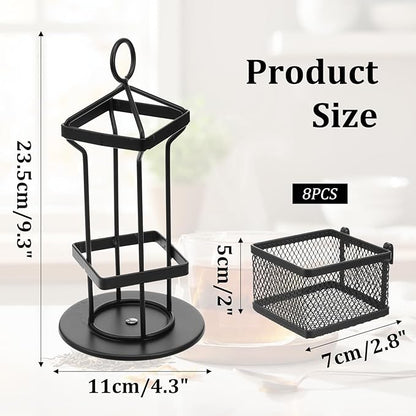 Tea Bag Organizer, Tea Bag Storage Holder Carousel 96 Teabags Container, Lazy Susan Coffee Creamer, Rotating Metal Caddy for Kitchen Counter, Cabinet, Pantry Shelf Organizer
