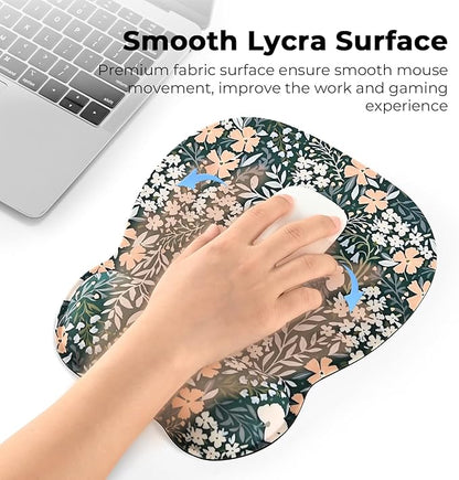 EooCoo Ergonomic Mouse Pad with Wrist Support, Mousepad with Memory Foam Wrist Rest and Non-Slip Base for Computer, Cafe, Home & Office, 9.64 x 8.26 in Office Desk Accessories