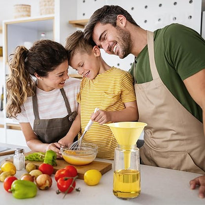 Plastic Kitchen Funnel Set of 3, Round Kitchen Funnels for Filling Bottles, Durable and Multifunctional Funnels for Filling Canning, Cooking, Lab or Car Oil (Milk Yellow)