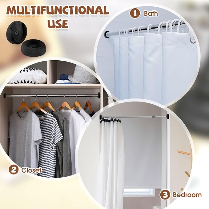 Yookeer 4 Pack Wooden Closet Pole Sockets 1-3/8" Closet Rod Holders Pole Holders for Wardrobe Hallway Bathroom Curtain Clothing Store(Black)