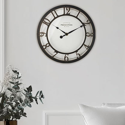 Presentime & Co 10" Farmhouse Series Wall Clock, Vintage Style, Retro Clock, Silent no Ticking, Oil Rubbed Bronze Finish