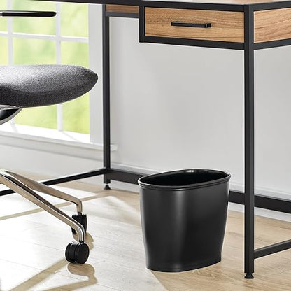 iDesign Slim Plastic Bathroom Trash Can, Small Garbage Bin for Bedroom, Office, Desk, Dorm, Black