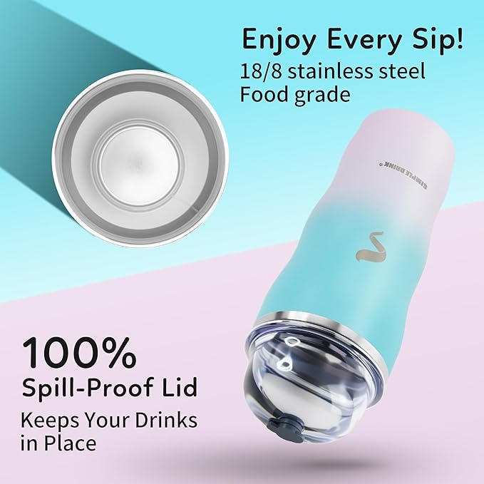 20Oz Insulated Tumbler With Straw And Lid, Stainless Steel Coffee Cup, Double Wall Vacuum Travel Mug,Spill proof Iced Coffee Tumbler,Outside Use,White Blue Tumbler