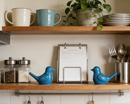 Artconal Small Blue Bird Statue Ceramic 2-Piece Set, 2¾ inch Cute Knick Knack for Home Office Shelf Desk Decor