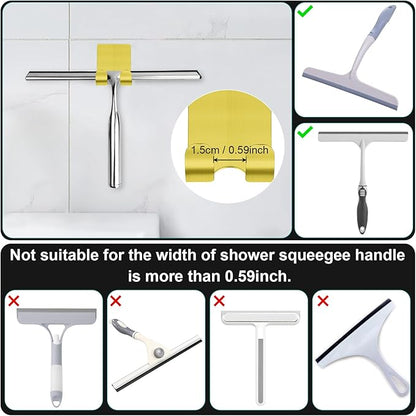 CGBE Razor Holder for Shower, 4 Packs Razor Holder and 4 Packs Shower Hooks, Self Adhesive Shaver Holder Hanger Hooks for Bathroom, Damage Free Wall Hooks for Razor Shaver Loofah Sponge - Gold