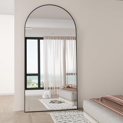 Arch Full Length Mirror Arched Floor Mirror 76"x34" with Stand Large Wall Mirrors Full Body Mirror Black Standing Hanging or Leaning Against Wall for Bedroom Entry, Bedroom, Living Room